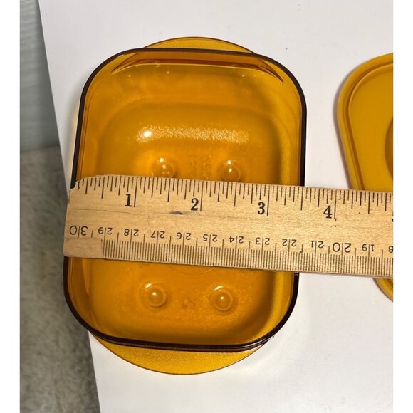 Tupperware Rock 'n Serve 1 cup 3387 & 3388 Yellow Orange Microwave Like New - Picture 5 of 7